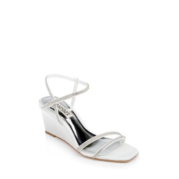 Badgley Mischka Unity Sandals Women's US 7.5 White Rhinestone Wedge Heel ZPO2426 - Picture 1 of 12